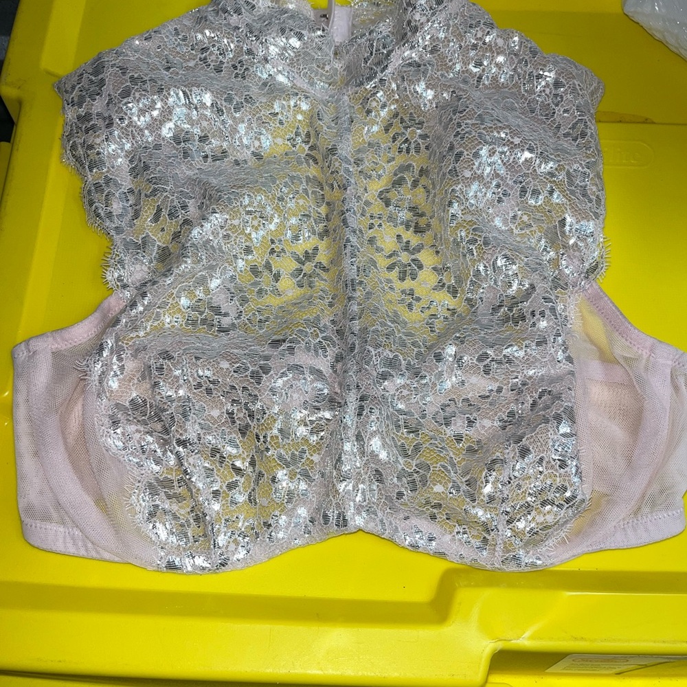 Victoria's Secret Pink and Silver Lace Bra